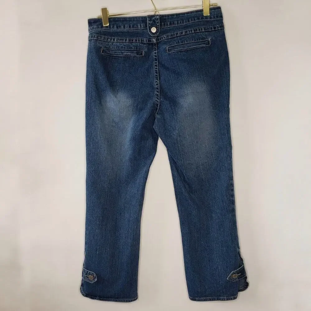 KIKIT High Waist Cropped Jeans button detail sz 8 - Picture 3 of 8